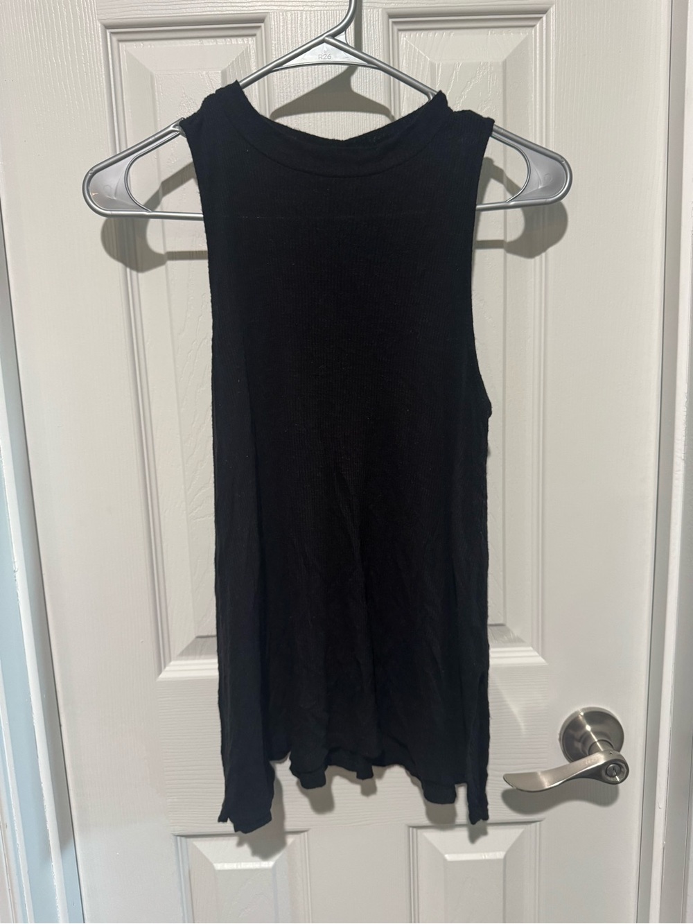 Pink Rose Black Ribbed Sleeveless Tank